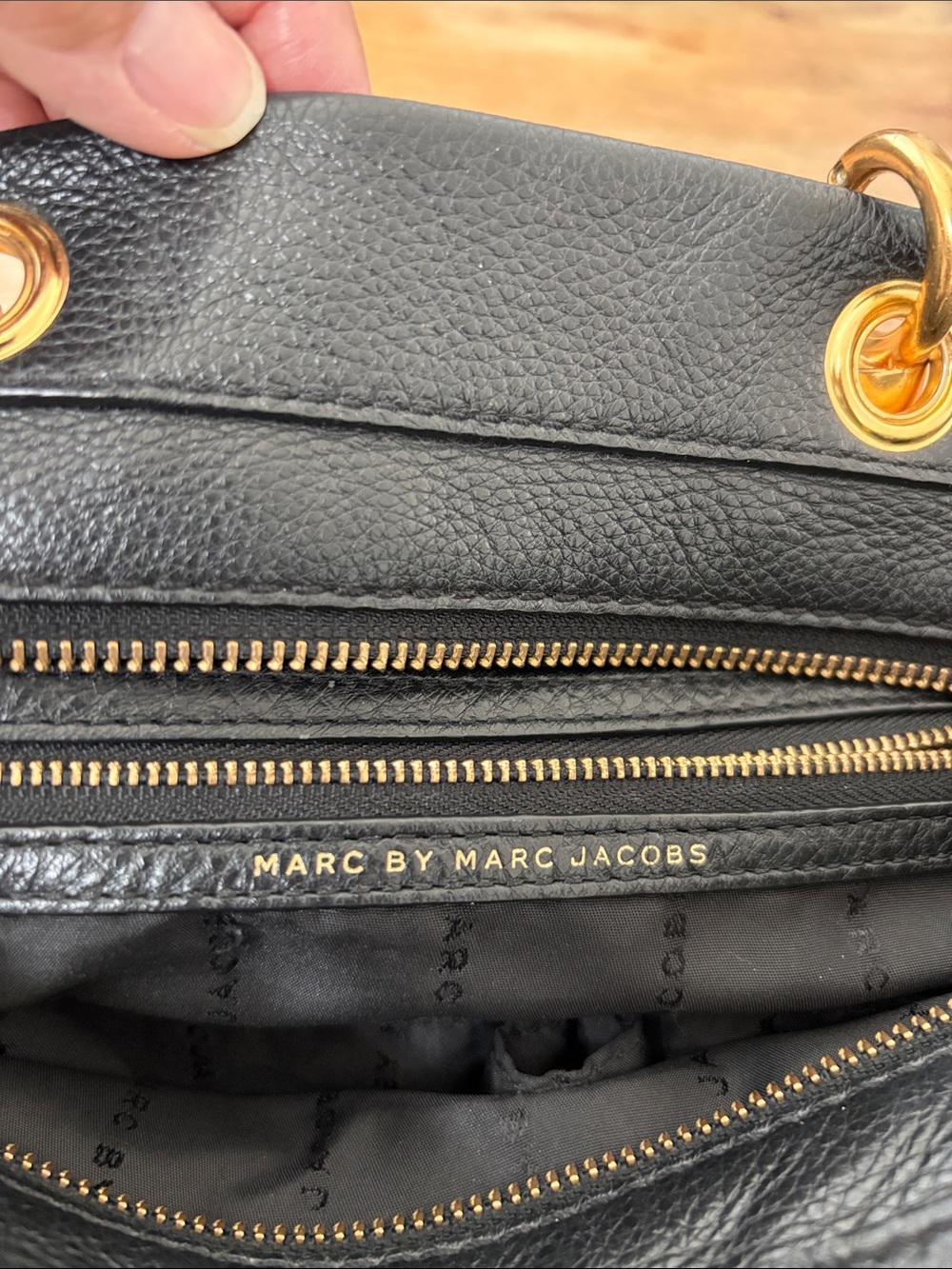 Marc by Marc Jacobs Black Leather Satchel with Gold Hardware - Picture 5 of 5